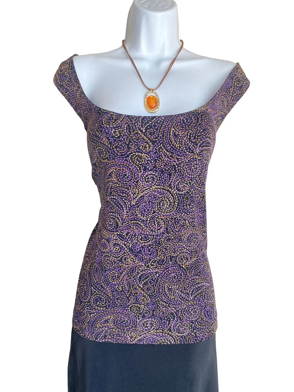 VTG Alex Evenings Plus 1X Boho Paisley Print Tank Top Blouse Whimsigoth Goth
